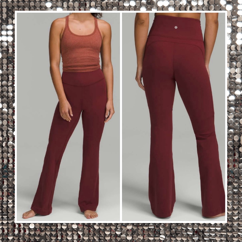 Lululemon Groove Super-High-Rise Flared Pant Nulu size 8 NWT Red Merlot 🍷